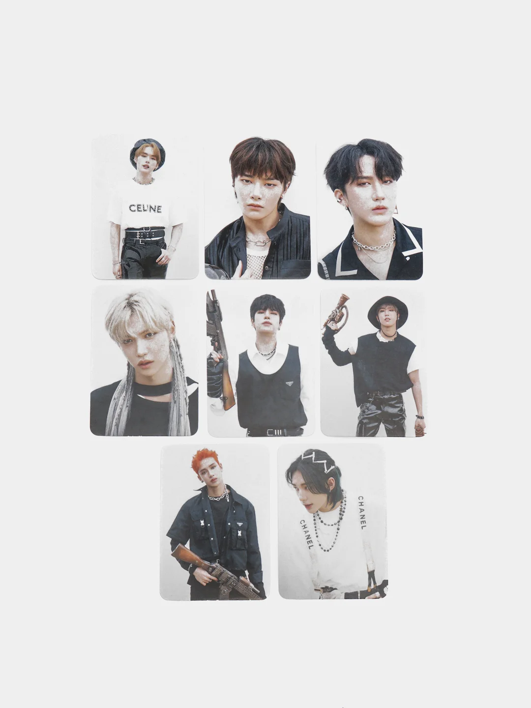 Бежевый карточки k-pop "Stray Kids", ламинированные, 8 штук