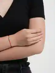 Серый металлик браслет "Красная нить"