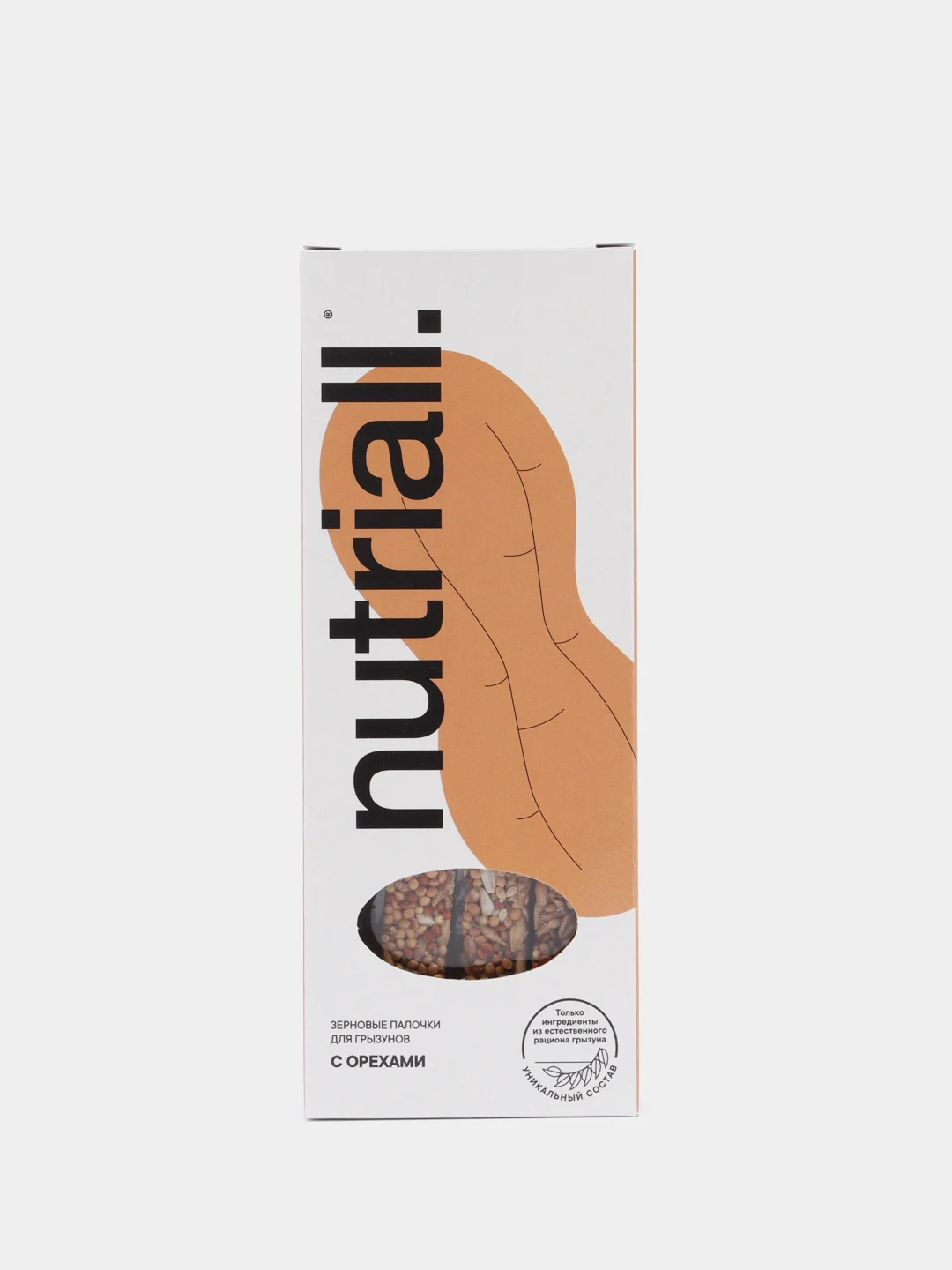 Лакомство для грызунов Nutriall, зерновые палочки с орехом, 2 упаковки, 6 штук