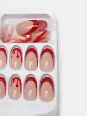 Бордовый накладные ногти с дизайном