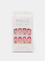 Красный накладные ногти с дизайном