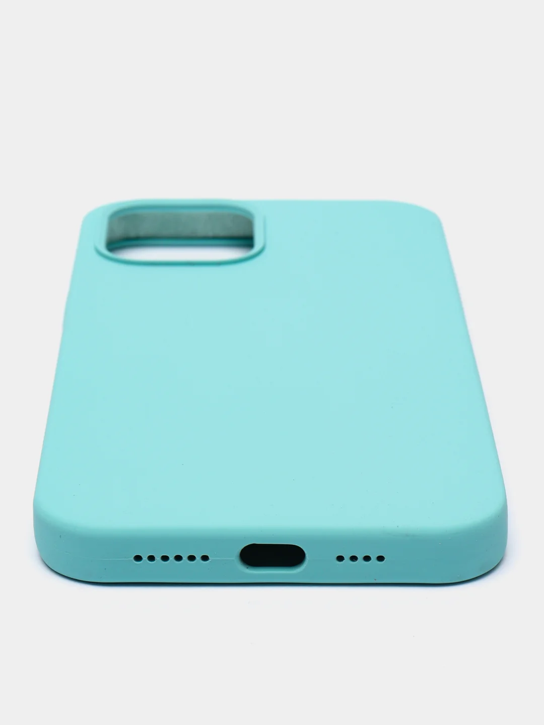 Мятный чехол на iPhone X, XS, XR, 7, 8, se, 12, 12 Pro, Mini, Max silicone case, закрытый низ, бархат внутри