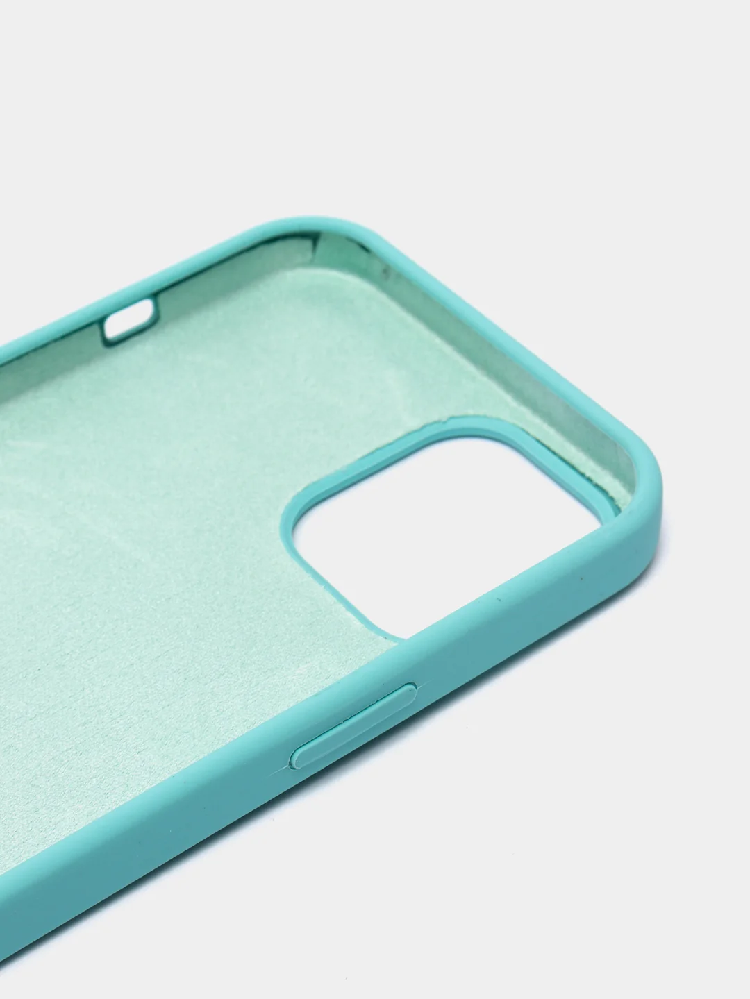 Мятный чехол на iPhone X, XS, XR, 7, 8, se, 12, 12 Pro, Mini, Max silicone case, закрытый низ, бархат внутри