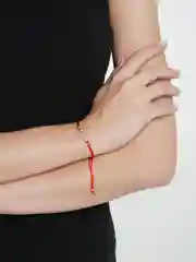 Серый металлик браслет "Красная нить"