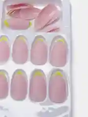 Желтый накладные ногти с дизайном
