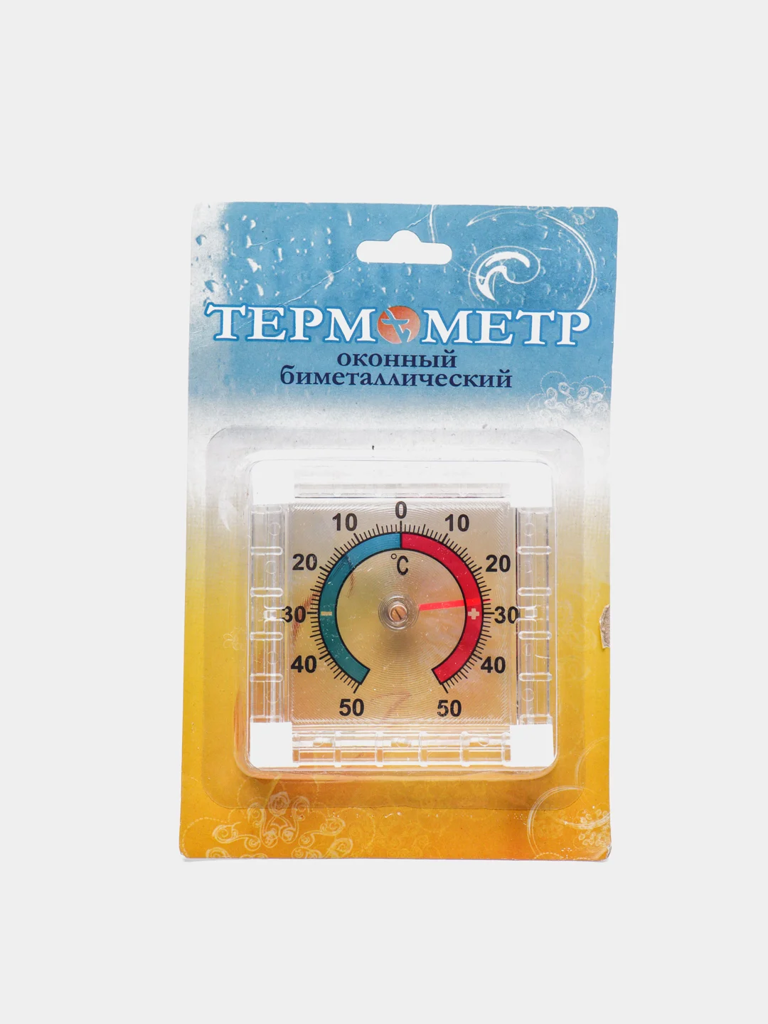 Термометр уличный, оконный, биметаллический, квадратный, на двухстороннем скотче