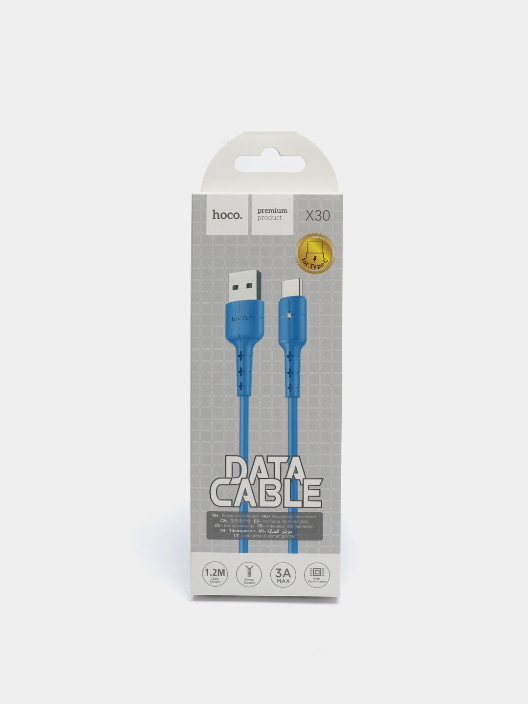 Синий кабель USB - Type C HOCO X30, силиконовый
