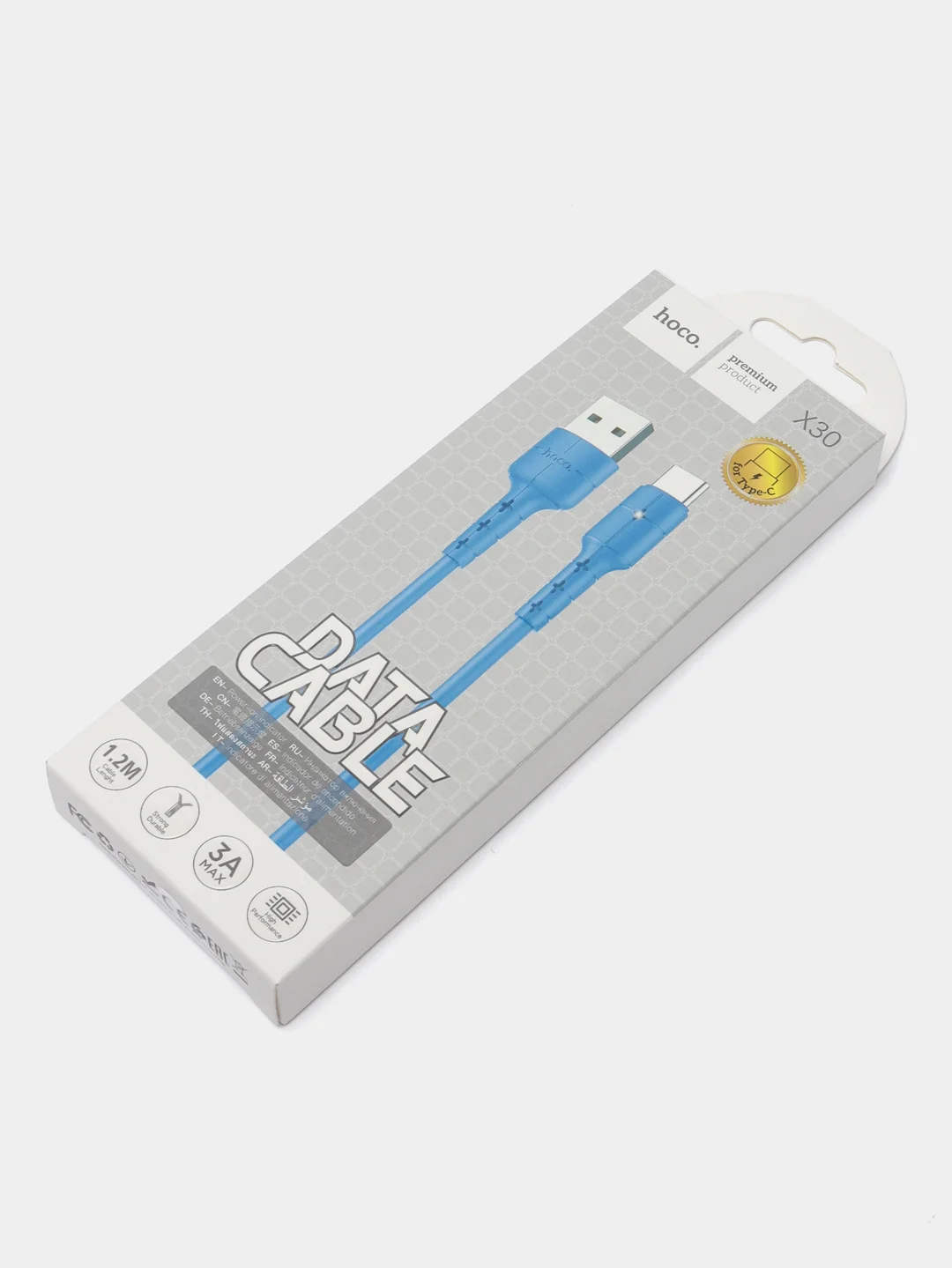 Синий кабель USB - Type C HOCO X30, силиконовый