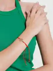 Серый металлик браслет красная нить