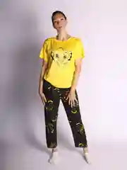 Желтый пижама женская с шортами и брюками