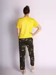 Желтый пижама женская с шортами и брюками