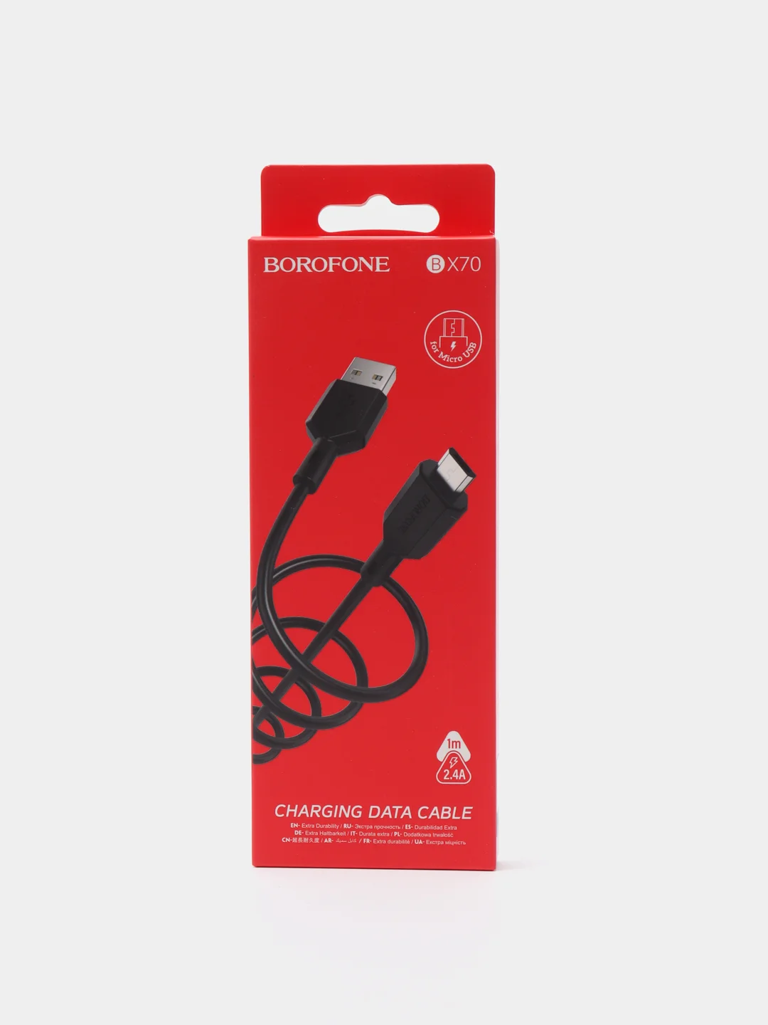 Черный usb Кабель зарядки Lightning iPhone Micro Type-C Android, iOS Borofone 1м, 60W, 3А