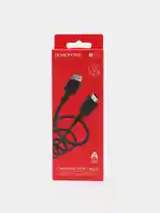 Черный usb Кабель зарядки Lightning iPhone Micro Type-C Android, iOS Borofone 1м, 60W, 3А