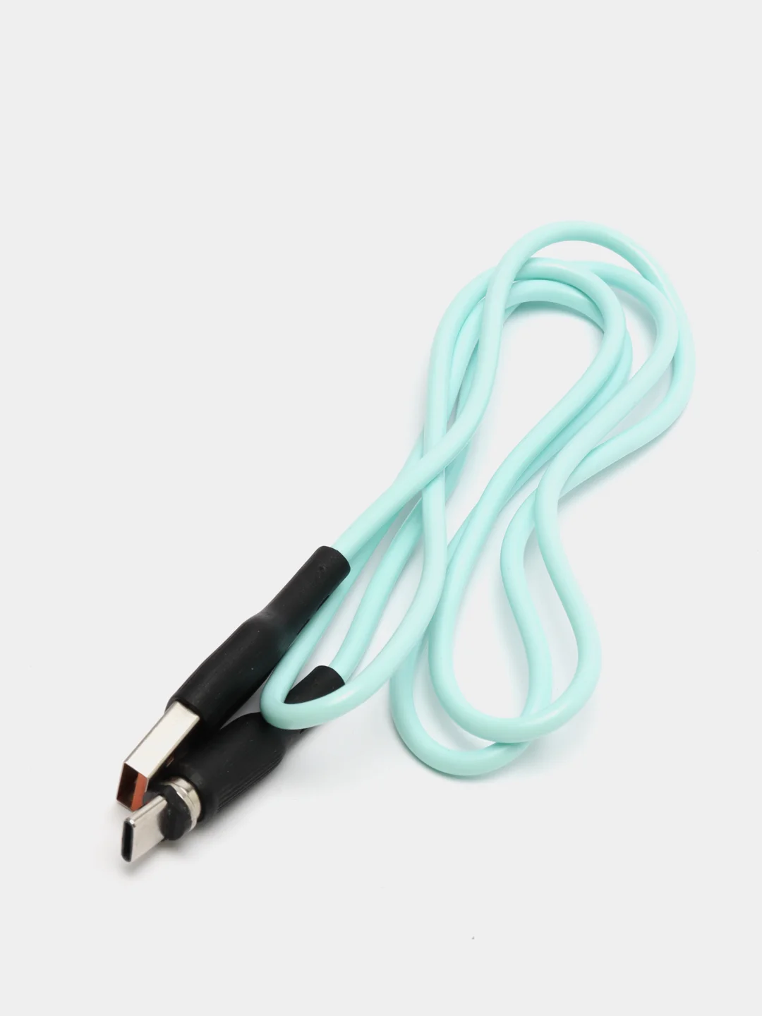 Белый кабель магнитный USB DENMEN D18L/D18T для зарядки Type-C / Lightning 2.4A