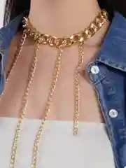 Золотой чокер на шею с цепями/ Женская цепь на шею