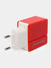 Красный сетевое зарядное устройство More Choice NC46m, 2 USB, 2.4A, кабель Micro USB, 1 м