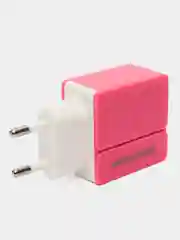 Розовый сетевое зарядное устройство More Choice NC46m, 2 USB, 2.4A, кабель Micro USB, 1 м