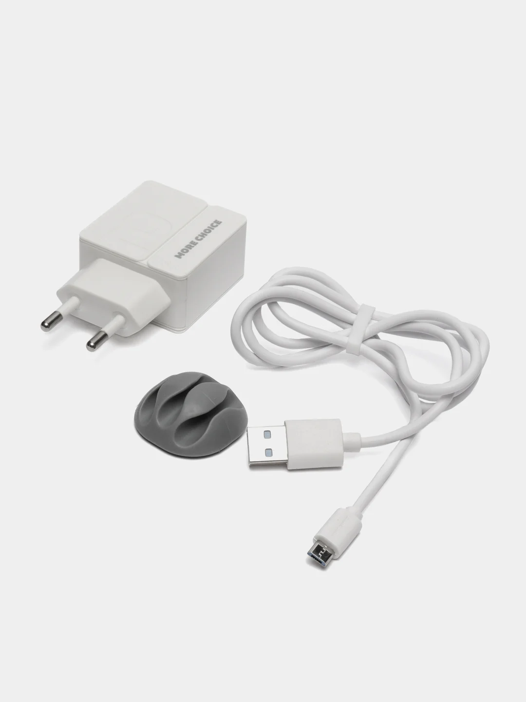 Белый сетевое зарядное устройство More Choice NC46m, 2 USB, 2.4A, кабель Micro USB, 1 м