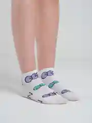 Бирюзовый носки женские короткие низкие с принтом смайл smile yjcrb
