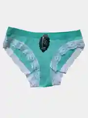 Бирюзовый трусы молодежные с кружевом, ткань лапша