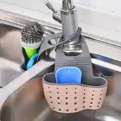 Розовый двухслойная кухонная подвесная корзина-органайзер в раковину для губки, щетки