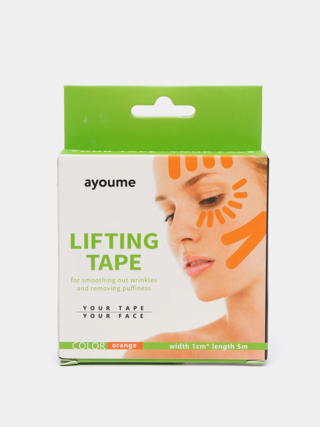 Кинезио тейп - лента AYOUME для подтяжки лица, оранжевый, 1 см x 5 м, корейская косметика