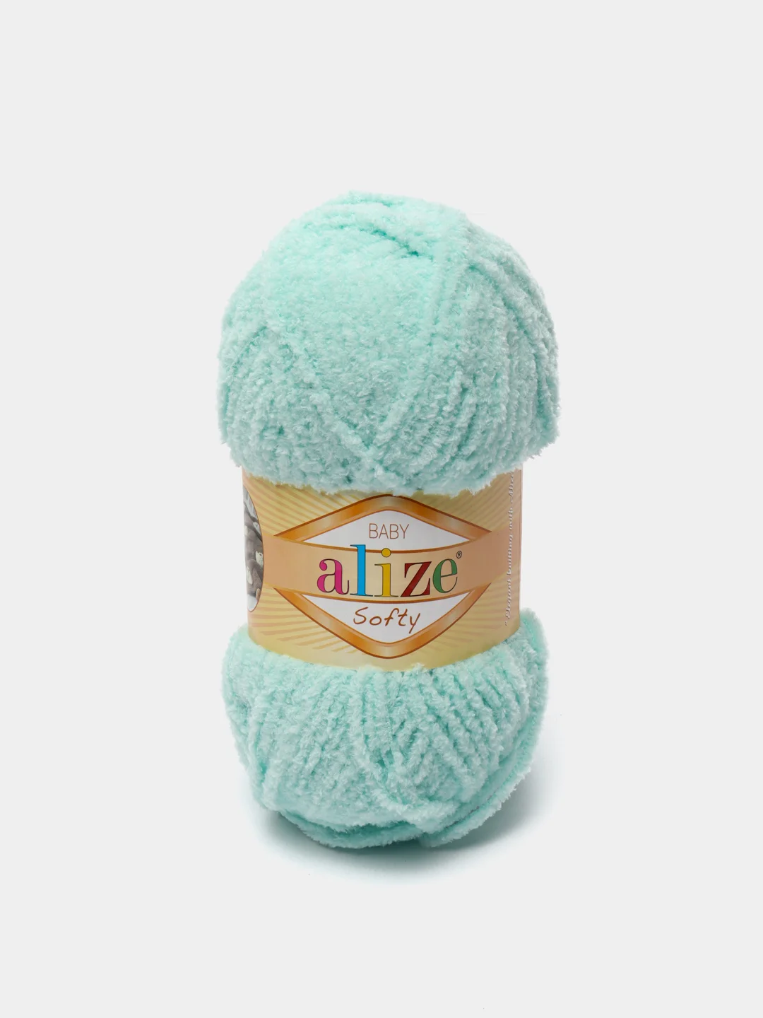 Бирюзовый пряжа плюшевая Alize Softy, микрополиэстер, 50 г, 115 м