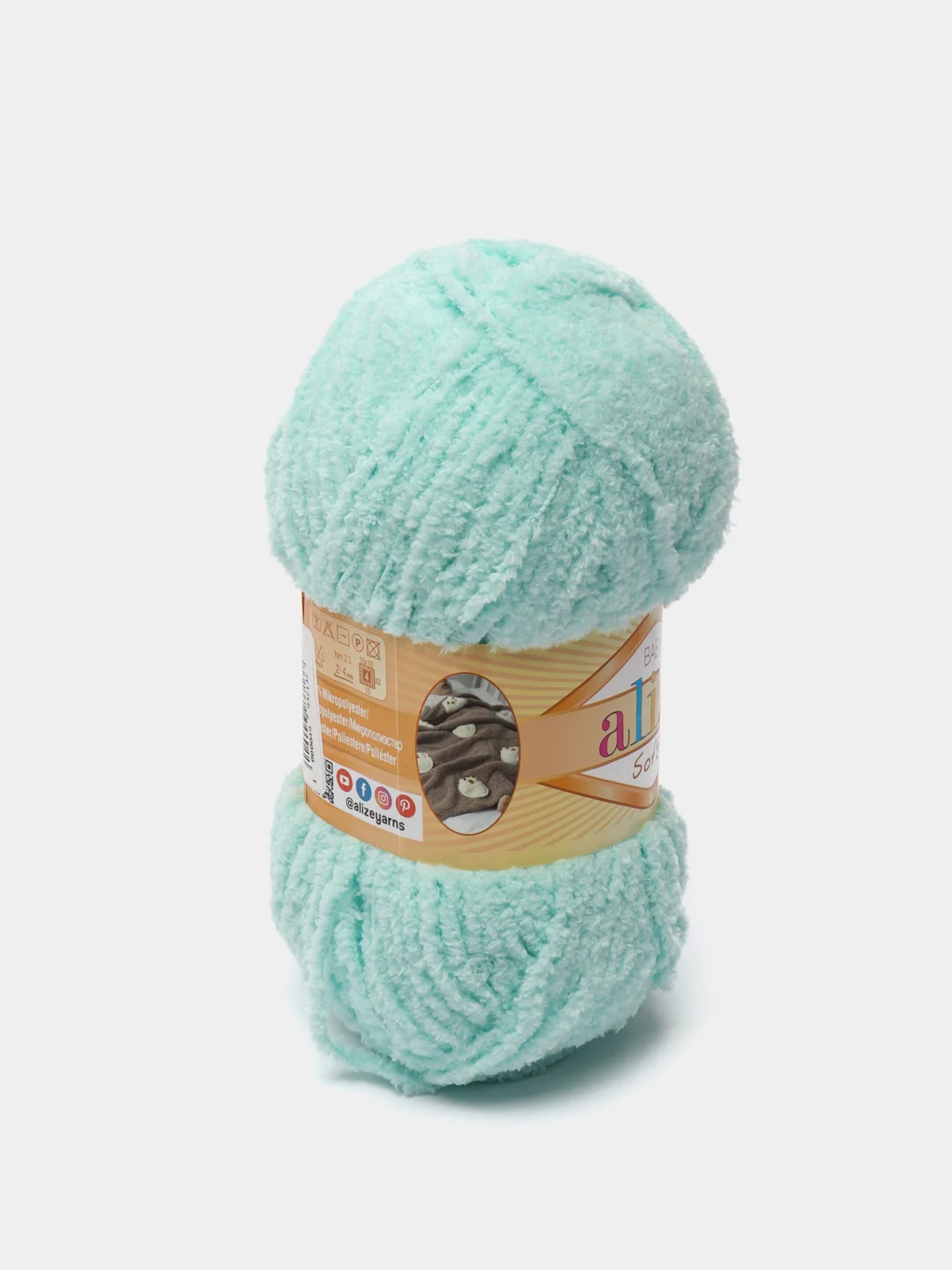 Бирюзовый пряжа плюшевая Alize Softy, микрополиэстер, 50 г, 115 м