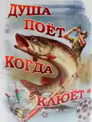 Сувенирная кружка с принтом "Душа поёт когда клюёт"