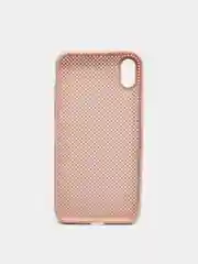 Коралловый меланж чехол iPhone Xs Max пластиковый+силиконовый в сетку