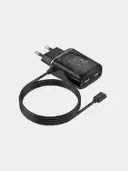 Черный сетевое зарядное устройство BOROFONE BA50A, ккабель Type-C, 2 USB, 2.1 A