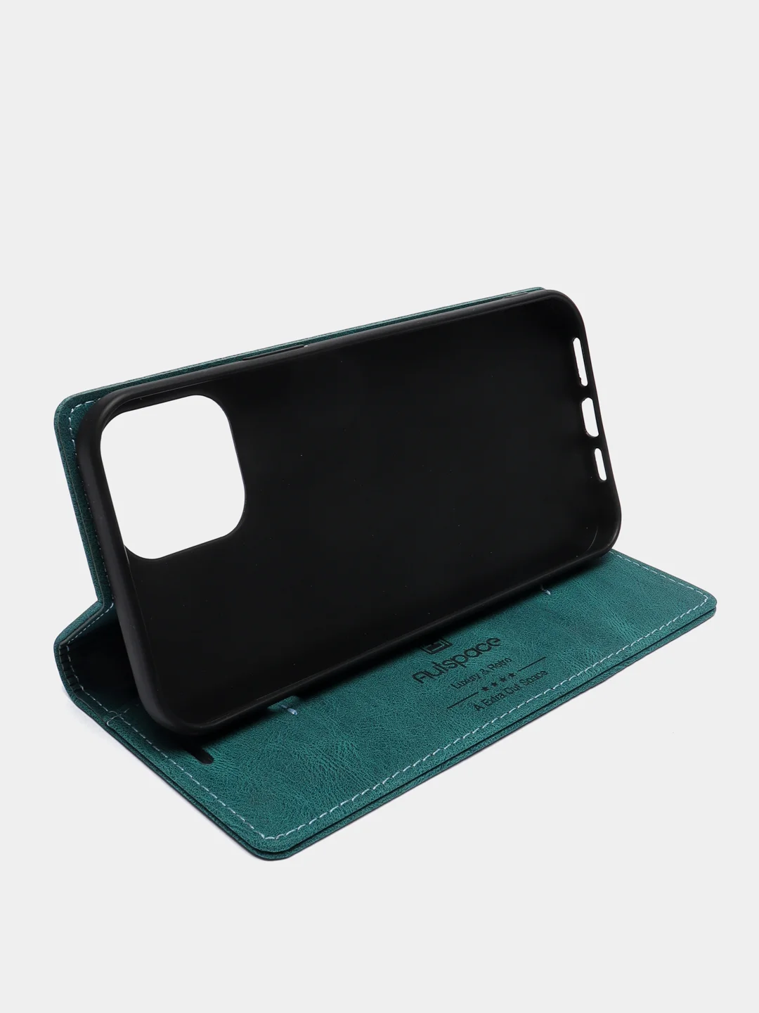 Тёмно-зелёный чехол для iPhone 12 Pro Max с карманом для карт и подставкой