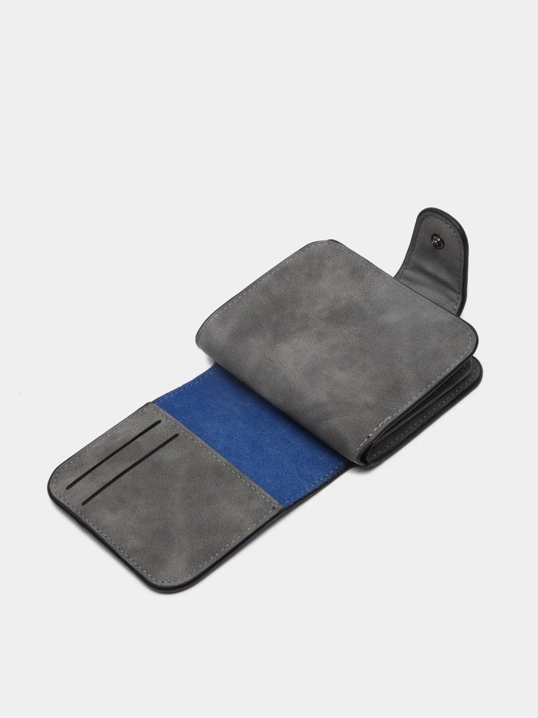 Тёмно-серый женский кошелек Baellery mini из замшевой экокожи, 10 цветов