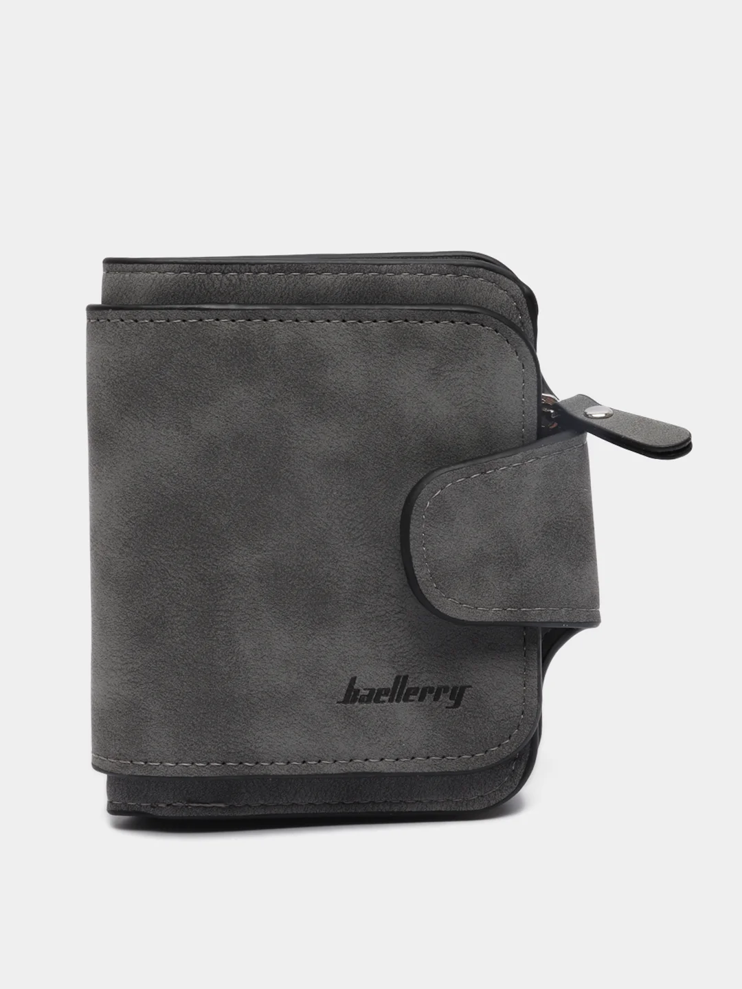 Тёмно-серый женский кошелек Baellery mini из замшевой экокожи, 10 цветов