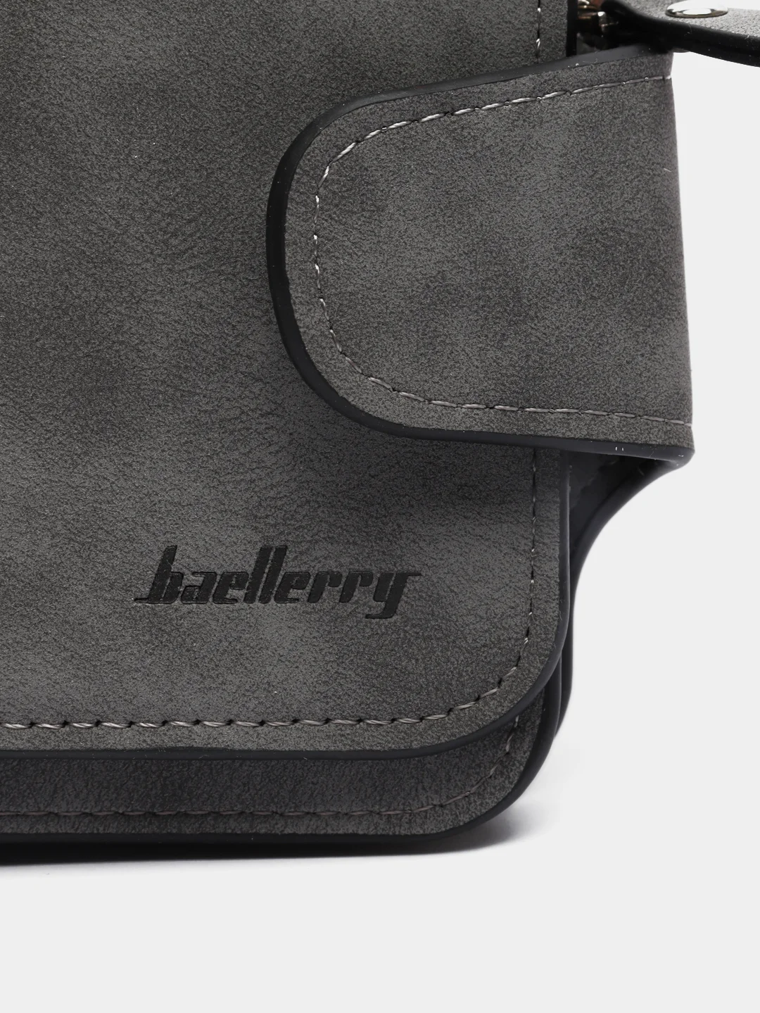Тёмно-серый женский кошелек Baellery mini из замшевой экокожи, 10 цветов