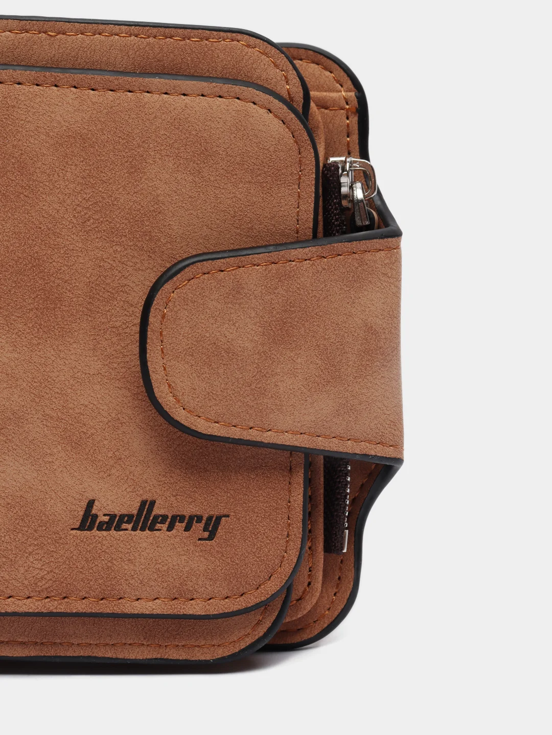 Коричневый женский кошелек Baellery mini из замшевой экокожи, 10 цветов