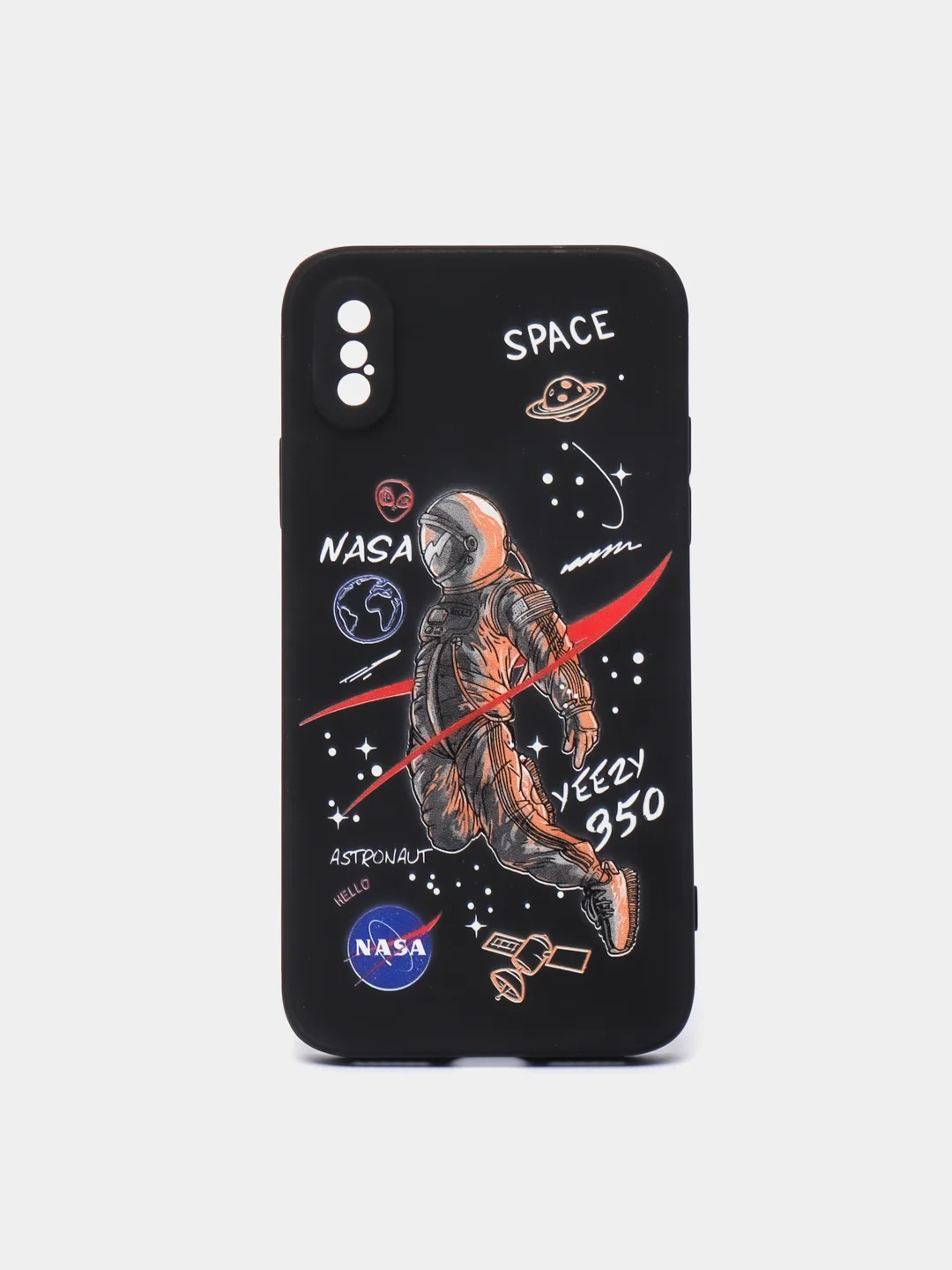 Хром чехол на телефон с принтом рисунком "NASA" iPhone 7/8 Plus, XS, XR, 11, 12 Pro, 13 Pro
