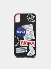 Черный чехол на телефон с принтом рисунком "NASA" iPhone 7/8 Plus, XS, XR, 11, 12 Pro, 13