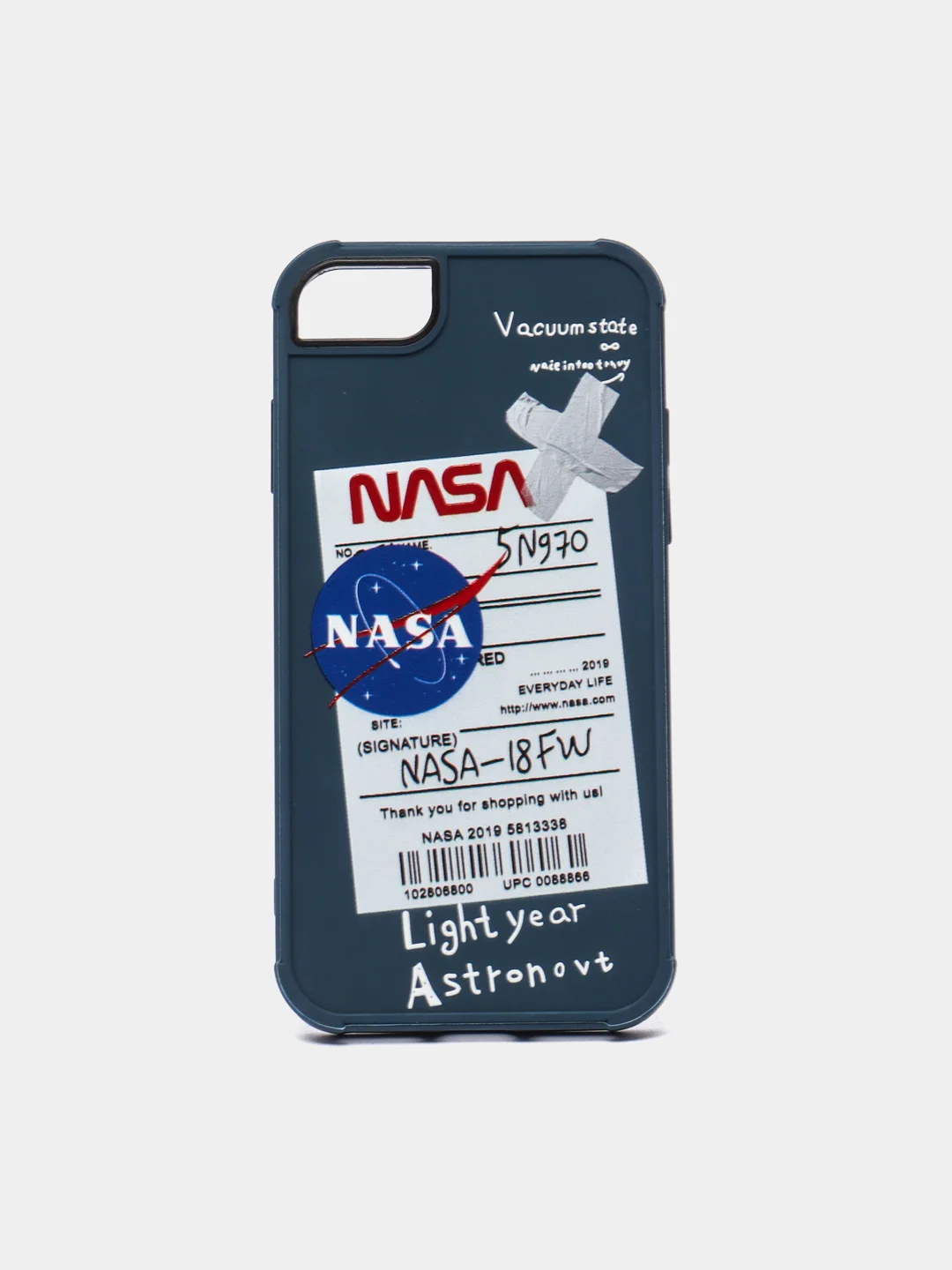 Темно-синий чехол на телефон с принтом рисунком "NASA" iPhone 7/8 Plus, XS, XR, 11, 12 Pro, 13