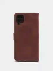 Коричневый кожаный PU чехол книжка Samsung Galaxy A12 / M12 , Самсунг Галакси А12/ М12