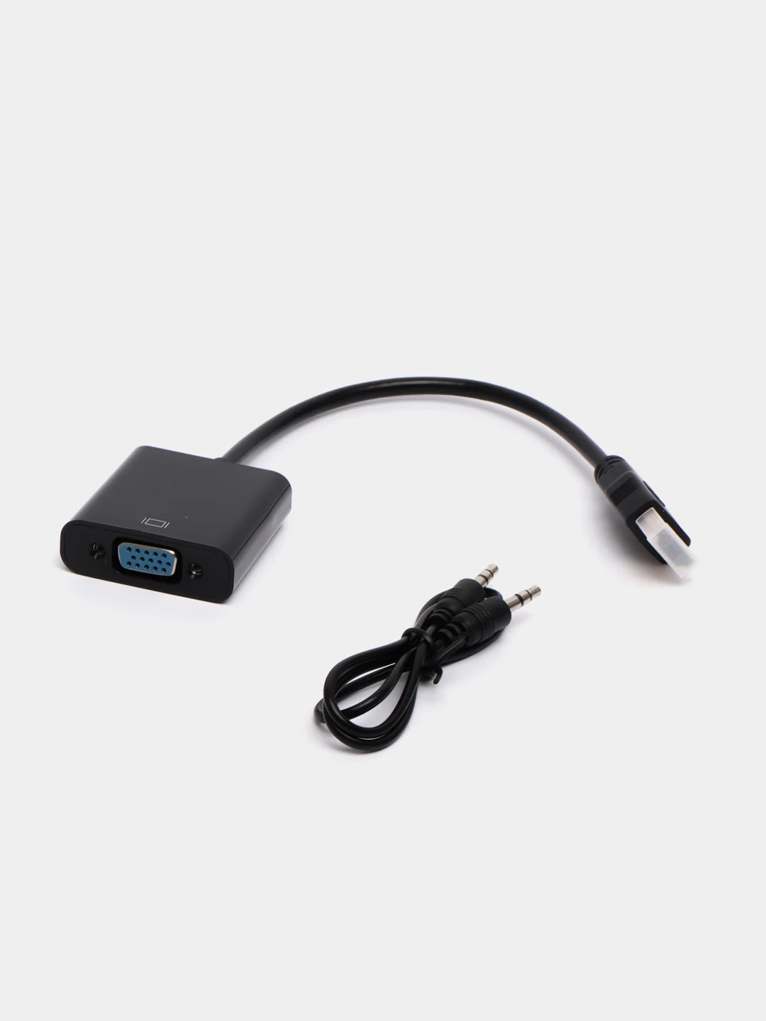 Черный адаптер-переходник HDMI(HDTV)-VGA, 2 вида, с аудио выходом и без