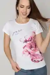 Белый женская футболка "Pink", с принтом, 100% хлопок. На девушку