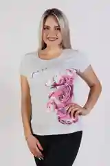 Серый женская футболка "Pink", с принтом, 100% хлопок. На девушку