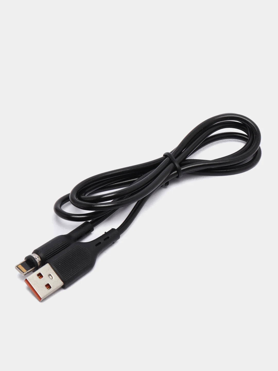 Черный кабель магнитный USB DENMEN D18L/D18T для зарядки Type-C / Lightning 2.4A