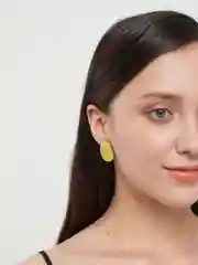 Желтый серьги-пусеты с застежкой гвоздики: "Капля, Сердце, Круг", со стразами