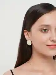 Слоновая кость серьги-пусеты с застежкой гвоздики: "Капля, Сердце, Круг", со стразами