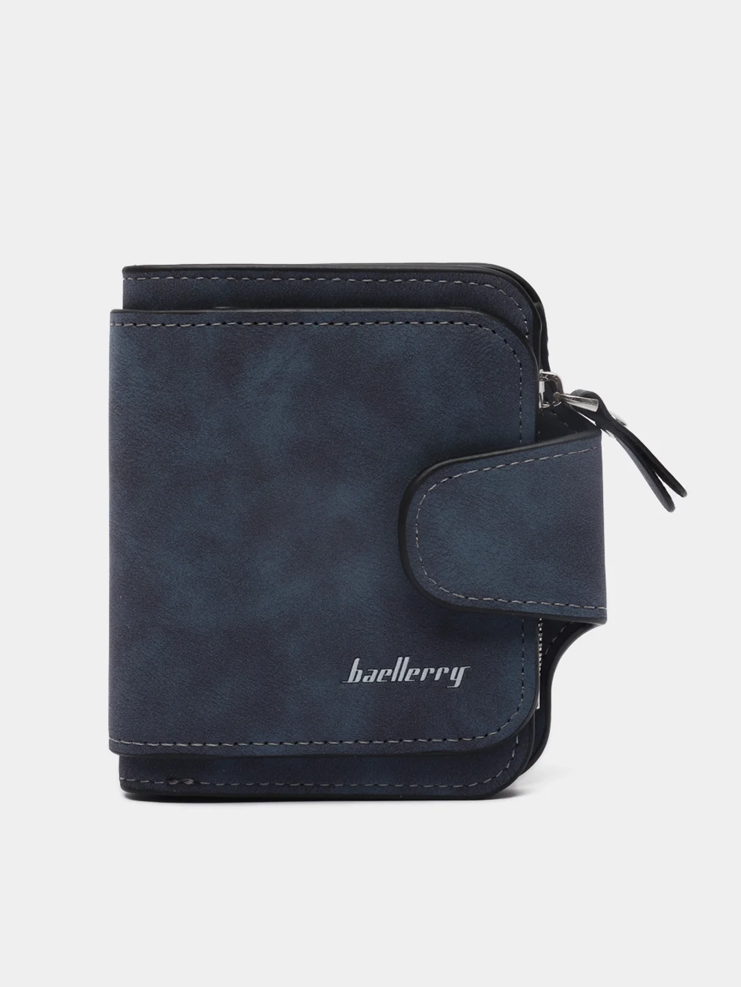 Темно-синий женский кошелек Baellery mini из замшевой экокожи, 10 цветов