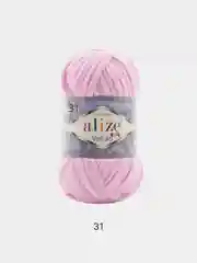 Розовый пряжа плюшевая Alize Velluto, 100% микрополиэстер, 100 г, 68 м