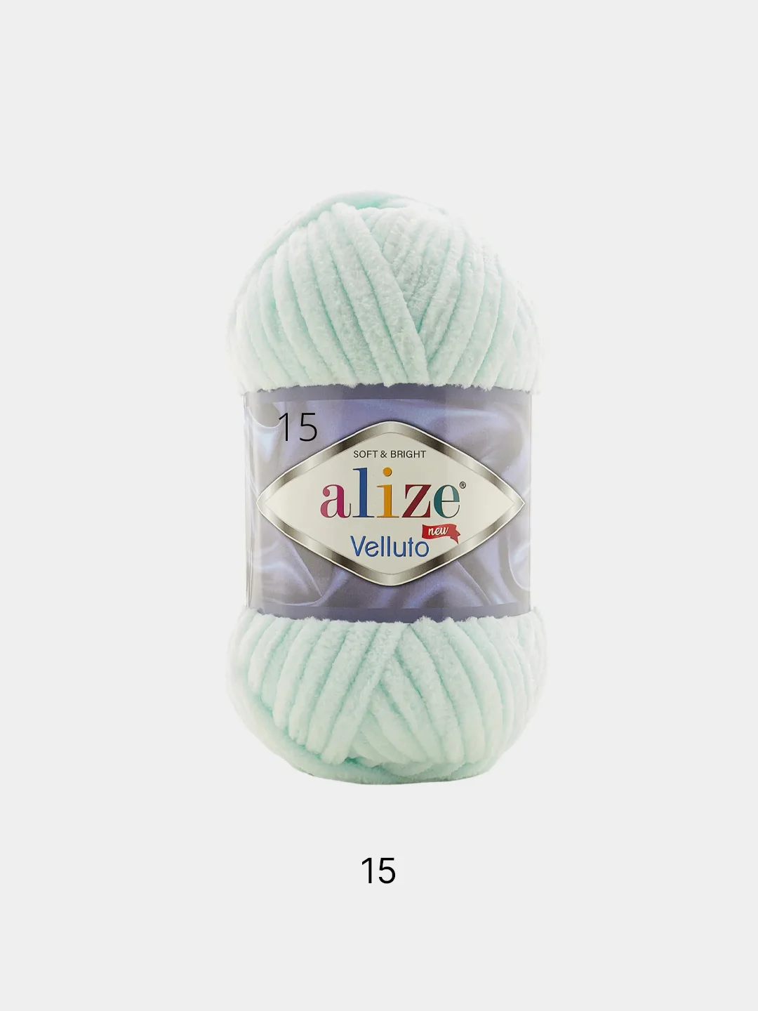 Мятный пряжа плюшевая Alize Velluto, 100% микрополиэстер, 100 г, 68 м