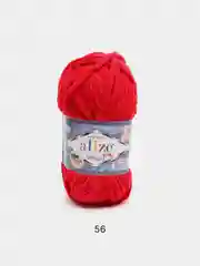 Красный пряжа плюшевая Alize Velluto, 100% микрополиэстер, 100 г, 68 м
